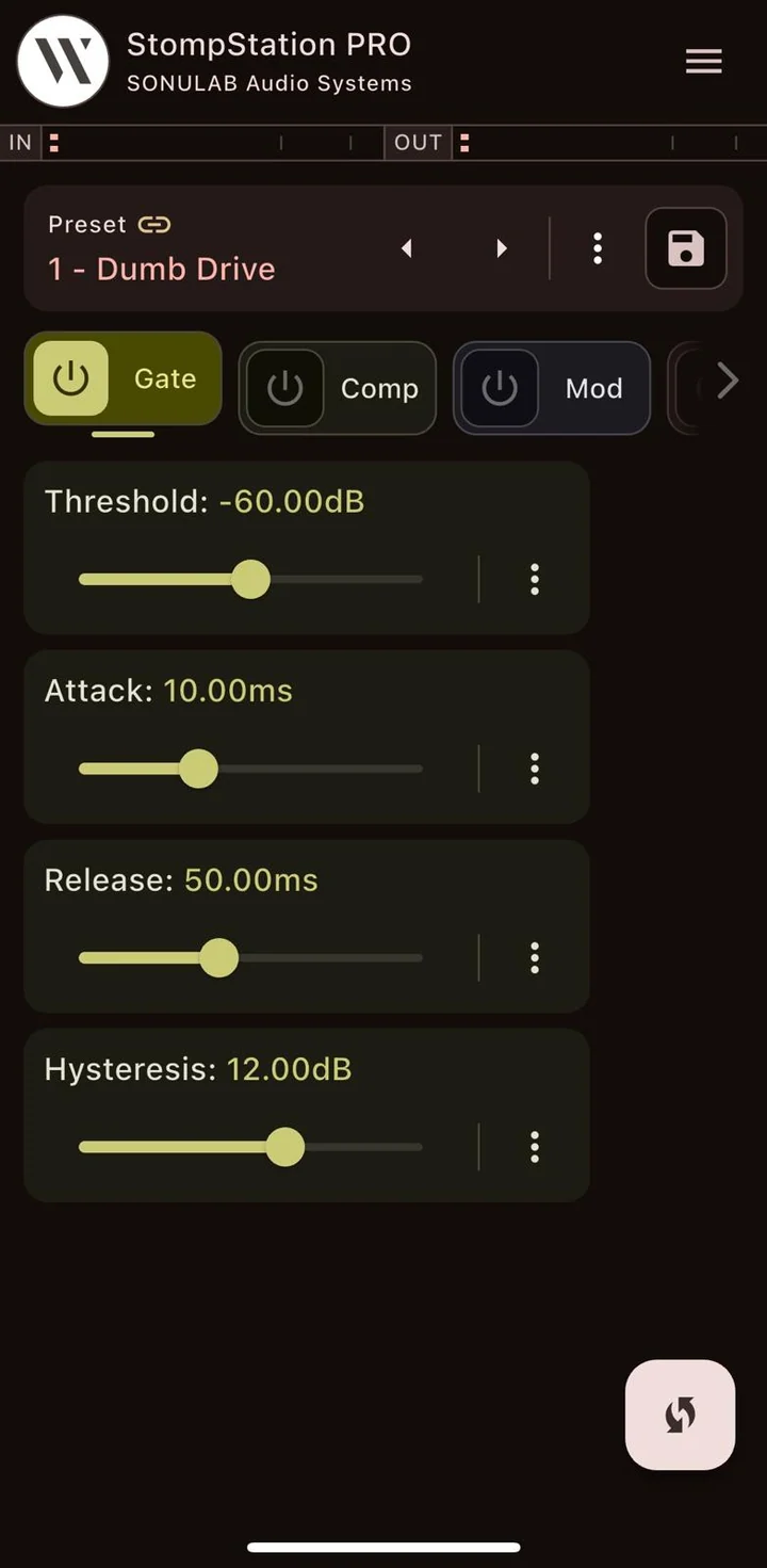 VoidX-Control parameter editor on a smartphone
